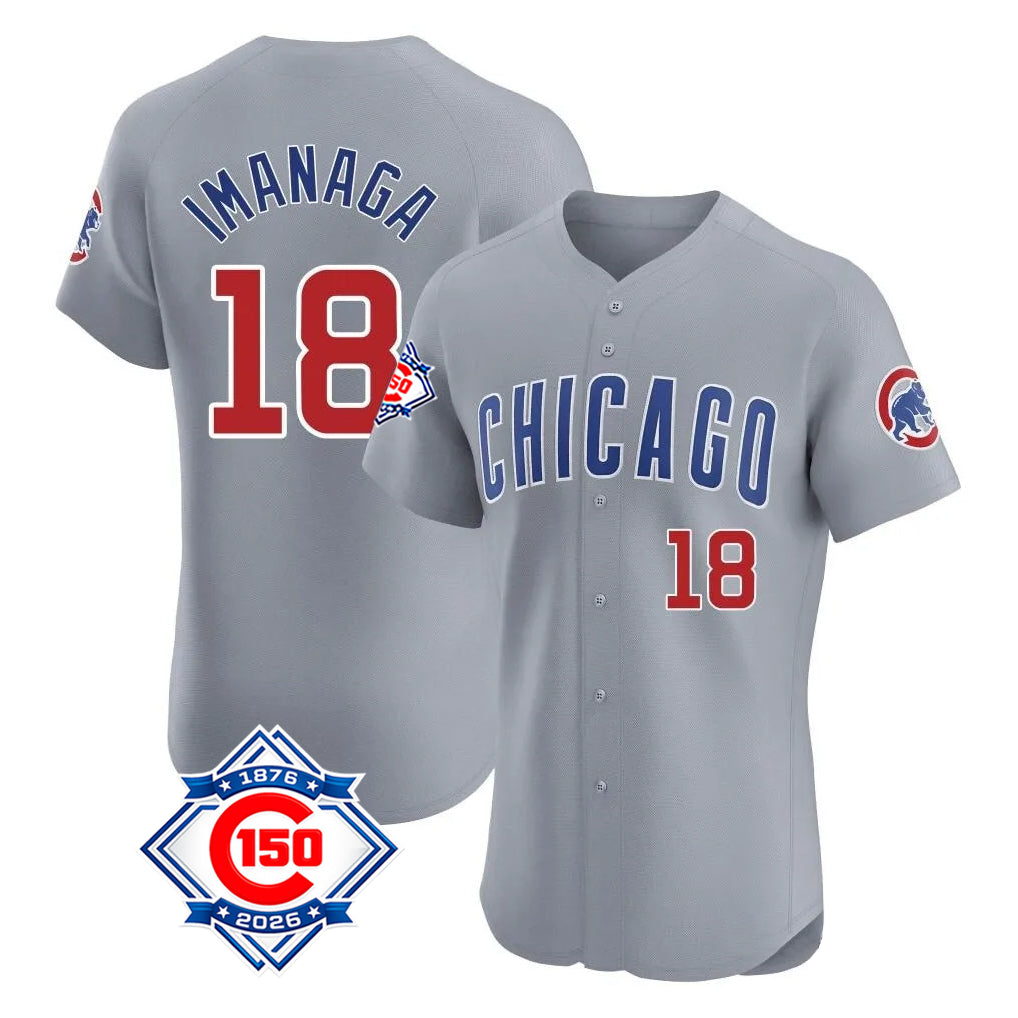 Odoa C.Cubs #18 Shota Imanaga Player Gray Road 150th Anniversary Limited Elite Home Stitched Jerseys