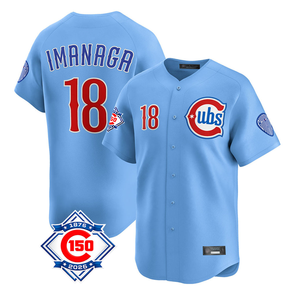 Odoa C.Cubs #18 Shota Imanaga Player Light Blue 150th Anniversary Limited Home Stitched Jerseys