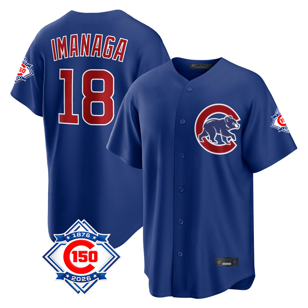 Odoa C.Cubs #18 Shota Imanaga Player Royal 150th Anniversary Home Game Stitched Jerseys