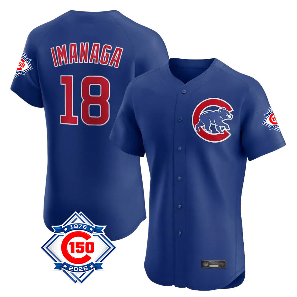 Odoa C.Cubs #18 Shota Imanaga Player Royal 150th Anniversary Limited Elite Home Stitched Jerseys