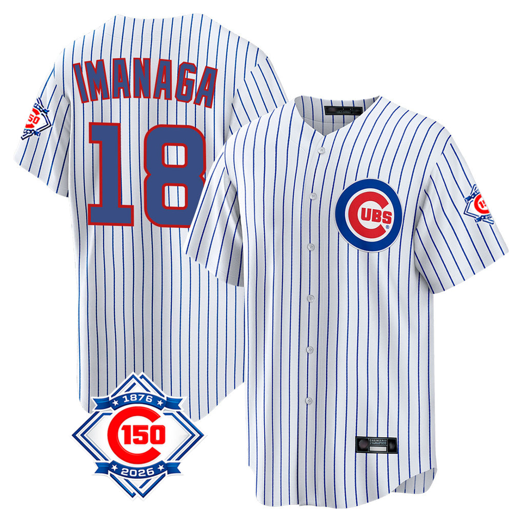 Odoa C.Cubs #18 Shota Imanaga Player White 150th Anniversary Home Game Stitched Jerseys