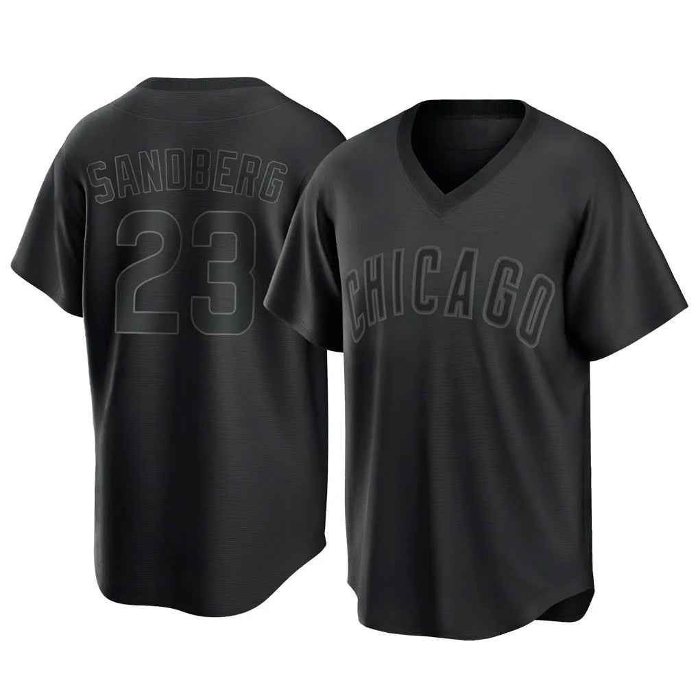 Odoa C.Cubs #23 Ryne Sandberg Player Black T-shirt Home Game Stitched Jerseys