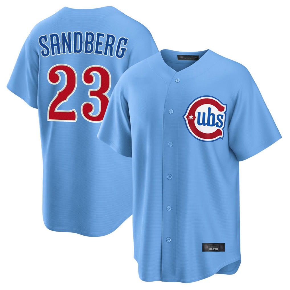 Odoa C.Cubs #23 Ryne Sandberg Player Light Blue Home Game Stitched Jerseys