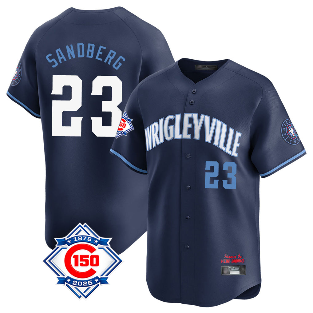 Odoa C.Cubs #23 Ryne Sandberg Player Navy City Connect 150th Anniversary Limited Home Stitched Jerseys