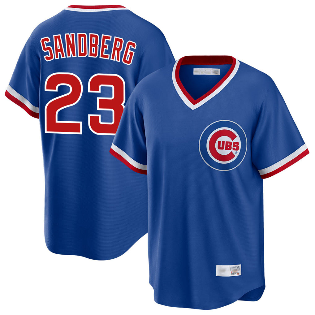 Odoa C.Cubs #23 Ryne Sandberg Player Royal T-shirt Cooperstown Collection Limited Stitched Jerseys