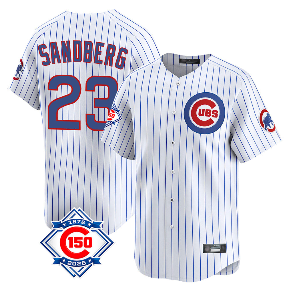 Odoa C.Cubs #23 Ryne Sandberg Player White 150th Anniversary Limited Home Game Stitched Jerseys