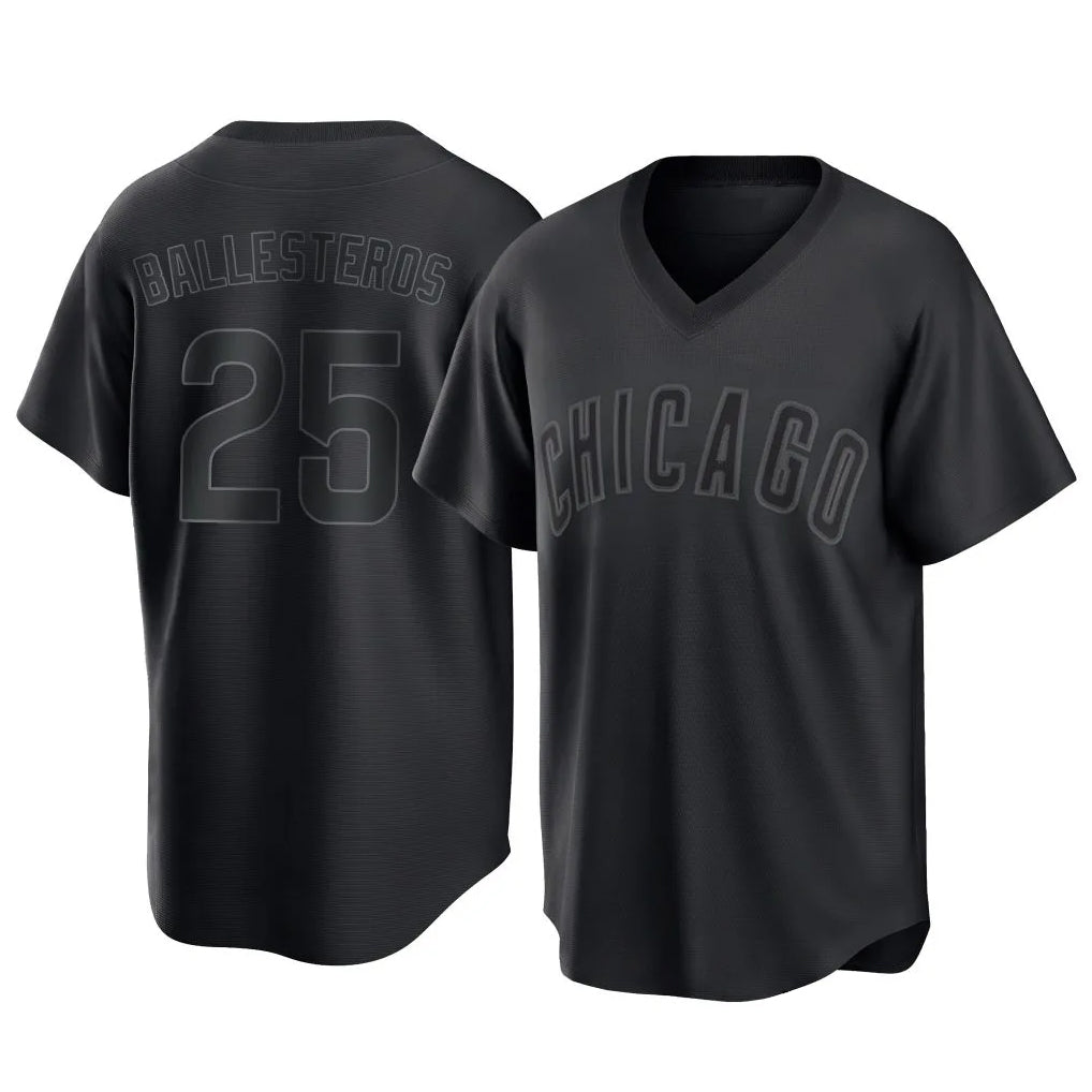 Odoa C.Cubs #25 Mois¡§|s Ballesteros Player Black T-shirt Home Game Stitched Jerseys