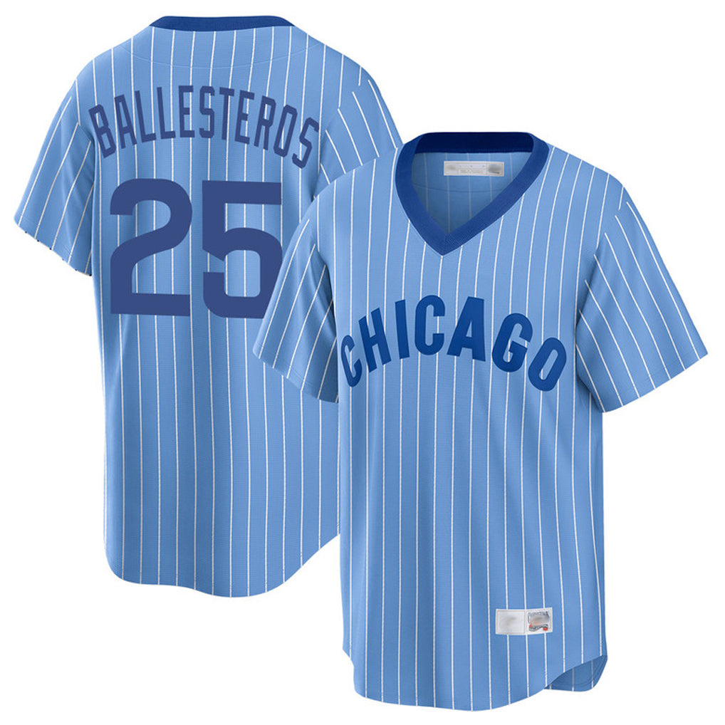 Odoa C.Cubs #25 Mois¡§|s Ballesteros Player Blue T-shirt Cooperstown Collection Limited Stitched Jerseys