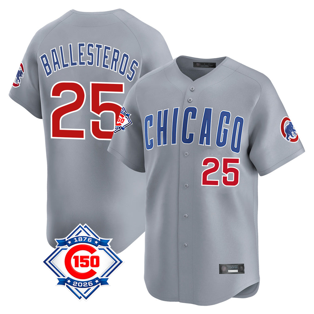 Odoa C.Cubs #25 Mois¡§|s Ballesteros Player Gray Road Limited Elite Home Stitched Jerseys