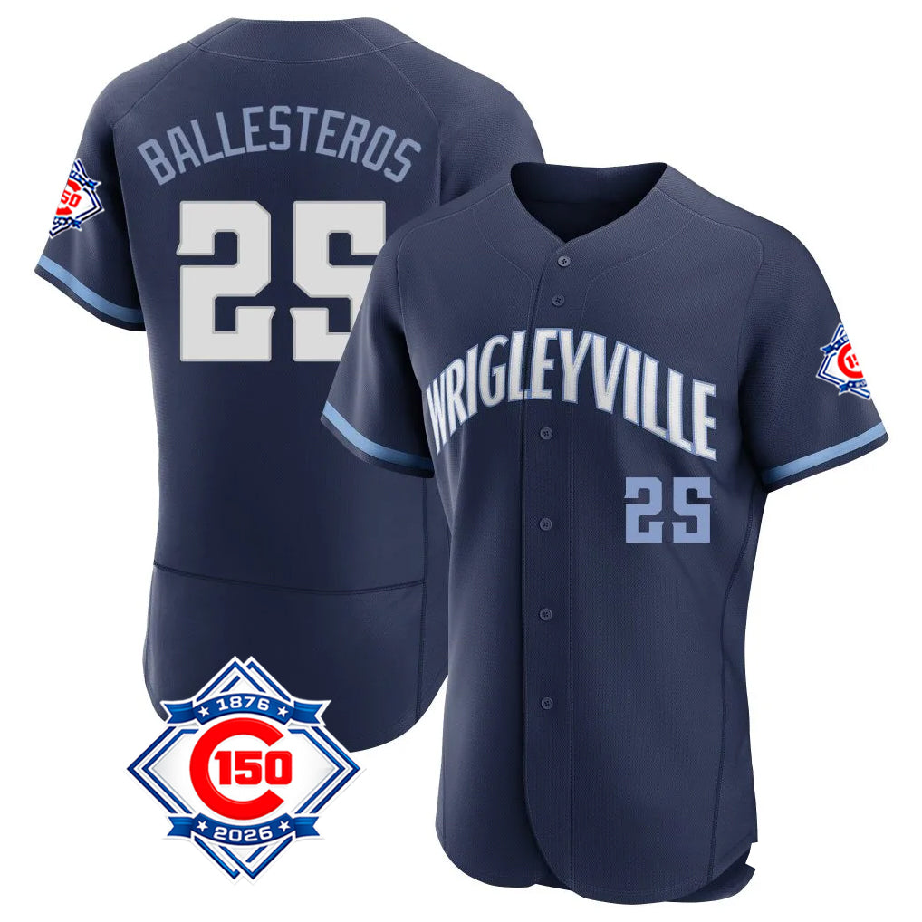 Odoa C.Cubs #25 Mois¡§|s Ballesteros Player Navy City Connect 150th Anniversary Limited Elite Home Stitched Jerseys