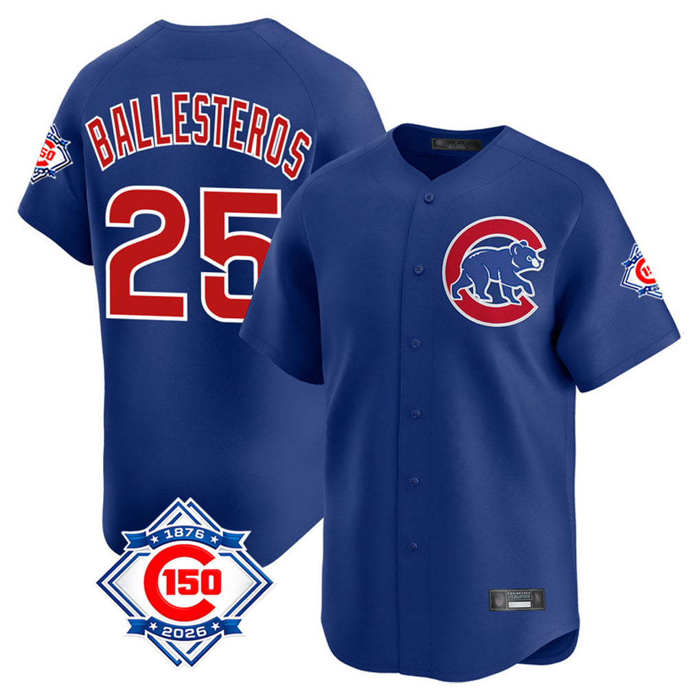 Odoa C.Cubs #25 Mois¡§|s Ballesteros Player Royal 150th Anniversary Limited Home Stitched Jerseys