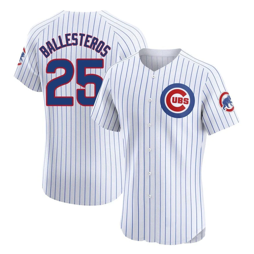 Odoa C.Cubs #25 Mois¡§|s Ballesteros Player White Limited Elite Home Game Stitched Jerseys