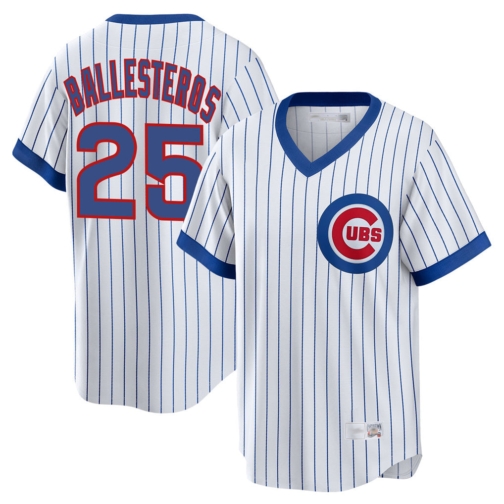 Odoa C.Cubs #25 Mois¡§|s Ballesteros Player White T-shirt Cooperstown Collection Limited Stitched Jerseys