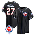Odoa C.Cubs #27 Seiya Suzuki Player Black Fashion Out 150th Anniversary Game Stitched Jerseys
