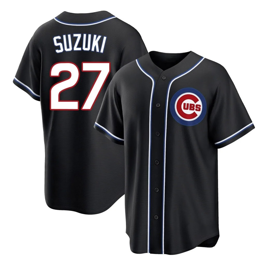 Odoa C.Cubs #27 Seiya Suzuki Player Black Fashion Out Game Stitched Jerseys
