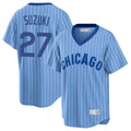 Odoa C.Cubs #27 Seiya Suzuki Player Blue T-shirt Cooperstown Collection Limited Stitched Jerseys