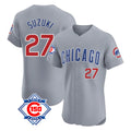 Odoa C.Cubs #27 Seiya Suzuki Player Gray Road 150th Anniversary Limited Elite Home Stitched Jerseys