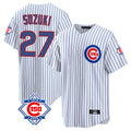 Odoa C.Cubs #27 Seiya Suzuki Player White 150th Anniversary Home Game Stitched Jerseys