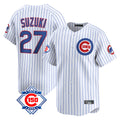 Odoa C.Cubs #27 Seiya Suzuki Player White 150th Anniversary Limited Home Game Stitched Jerseys