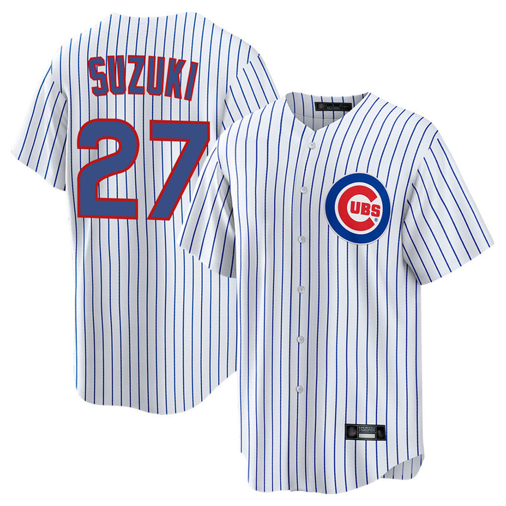 Odoa C.Cubs #27 Seiya Suzuki Player White Game Home Stitched Jerseys