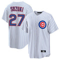 Odoa C.Cubs #27 Seiya Suzuki Player White Game Home Stitched Jerseys
