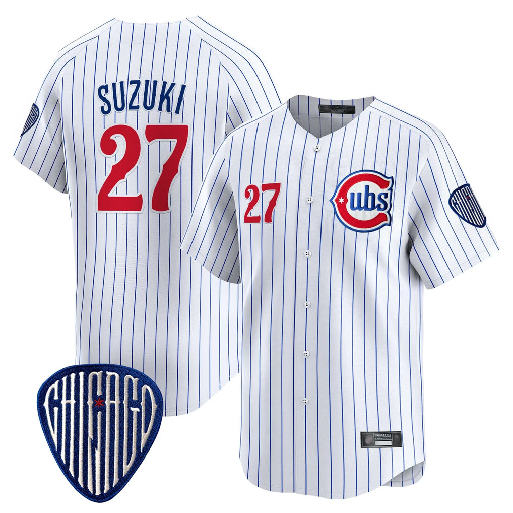 Odoa C.Cubs #27 Seiya Suzuki Player White Pinstripe Vapor Premier Limited Home Stitched Jerseys