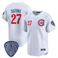 Odoa C.Cubs #27 Seiya Suzuki Player White Pinstripe Vapor Premier Limited Home Stitched Jerseys
