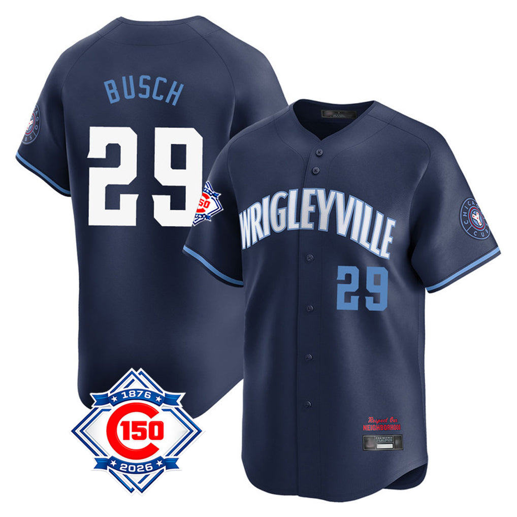 Odoa C.Cubs #29 Michael Busch Player Navy City Connect 150th Anniversary Limited Home Stitched Jerseys