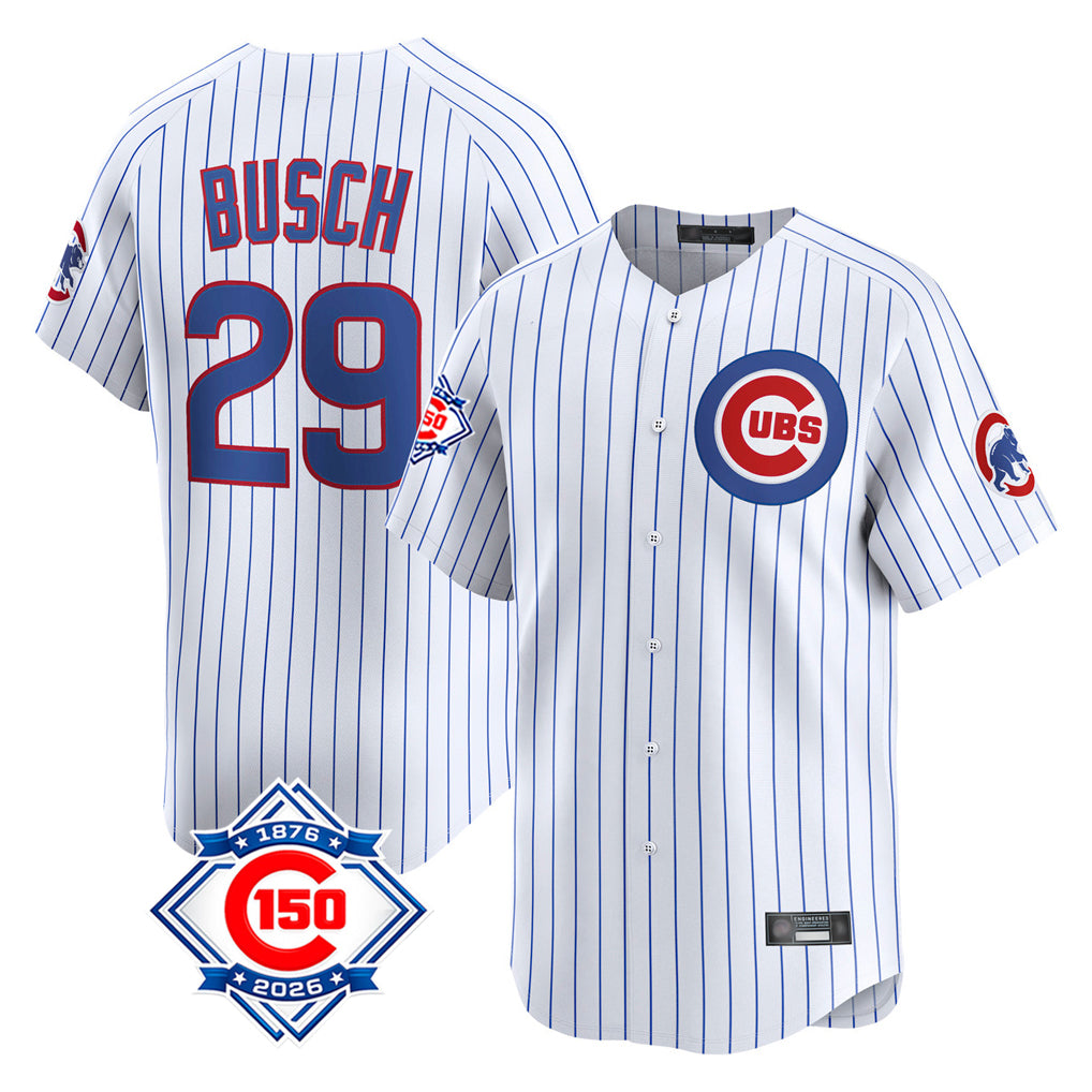 Odoa C.Cubs #29 Michael Busch Player White 150th Anniversary Limited Home Game Stitched Jerseys