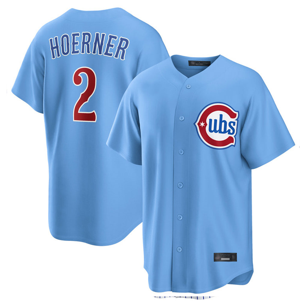 Odoa C.Cubs #2 Nico Hoerner Player Light Blue Home Game Stitched Jerseys