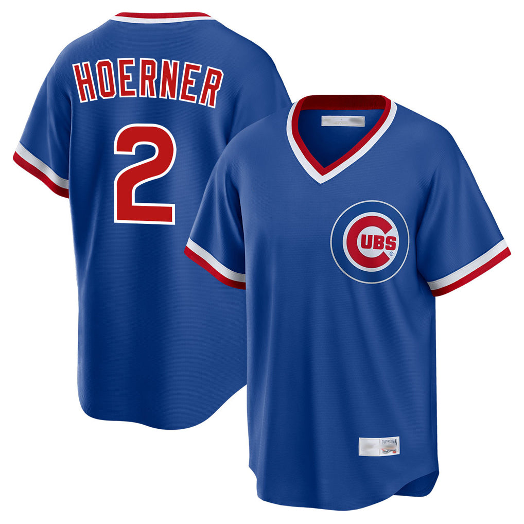 Odoa C.Cubs #2 Nico Hoerner Player Royal T-shirt Cooperstown Collection Limited Stitched Jerseys