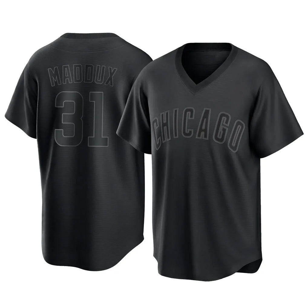 Odoa C.Cubs #31 Greg Maddux Player Black T-shirt Home Game Stitched Jerseys