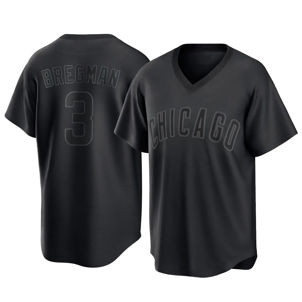 Odoa C.Cubs #3 Alex Bregman Black T-shirt Home Game Stitched Jerseys