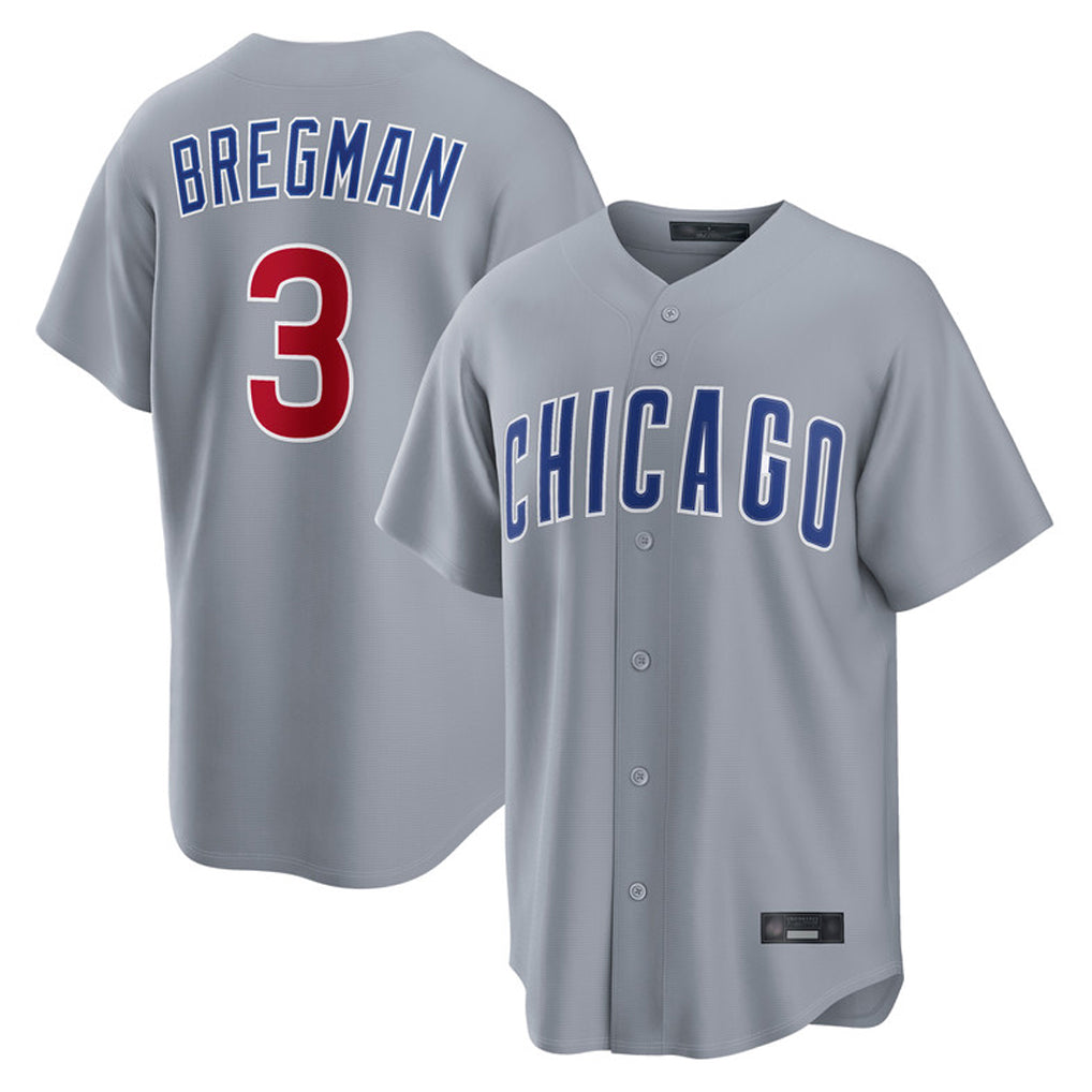 Odoa C.Cubs #3 Alex Bregman Gray Home Game Stitched Jerseys
