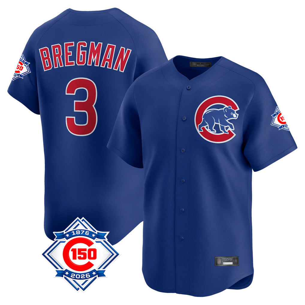 Odoa C.Cubs #3 Alex Bregman Royal 150th Anniversary Limited Home Stitched Jerseys