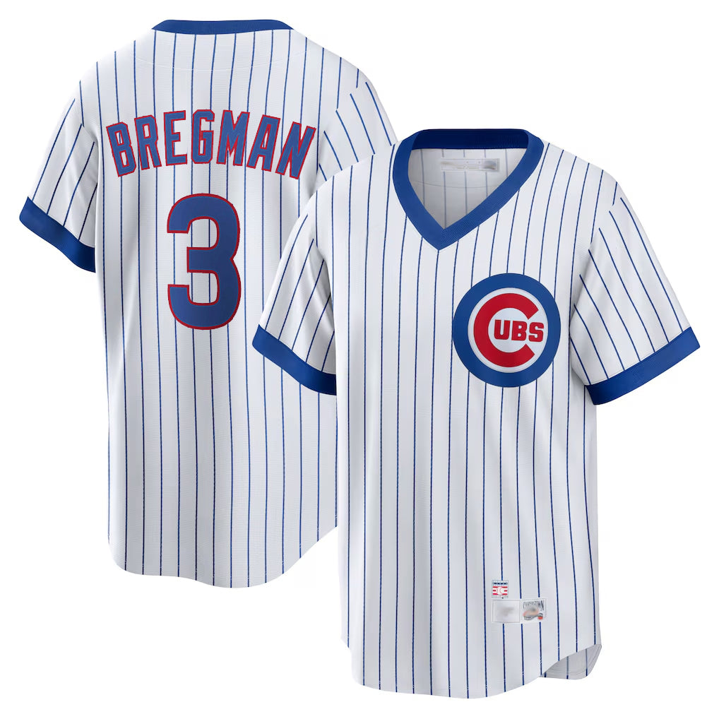 Odoa C.Cubs #3 Alex Bregman White T-shirt Cooperstown Collection Limited Stitched Jerseys