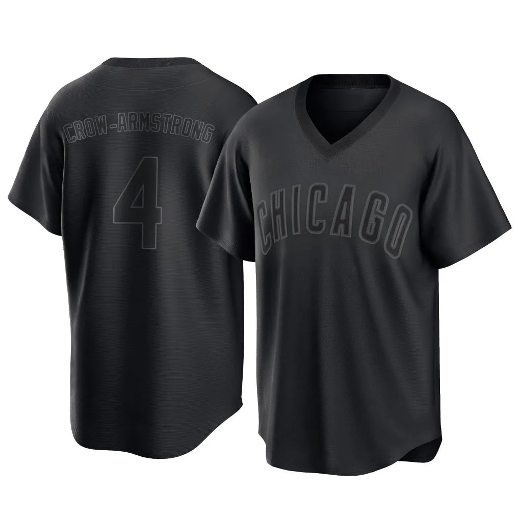 Odoa C.Cubs #4 Pete Crow-Armstrong Player Black T-shirt Home Game Stitched Jerseys