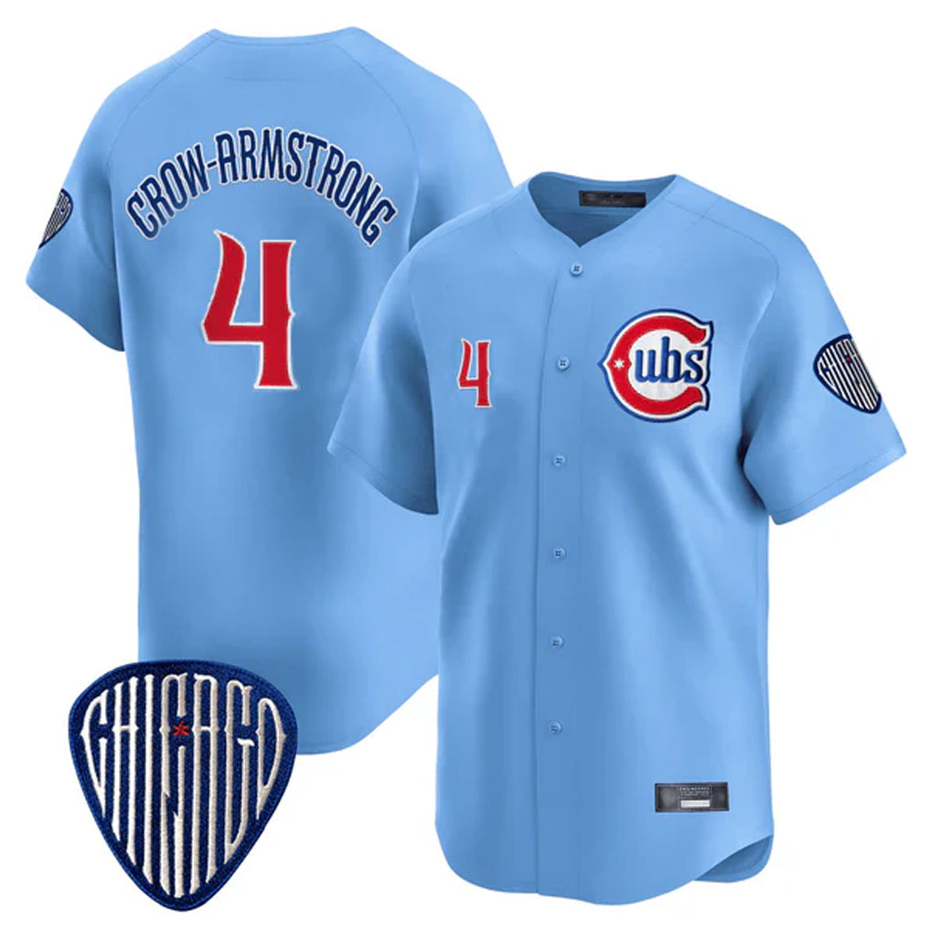 Odoa C.Cubs #4 Pete Crow-Armstrong Player Blue Vapor Premier Limited Home Stitched Jerseys