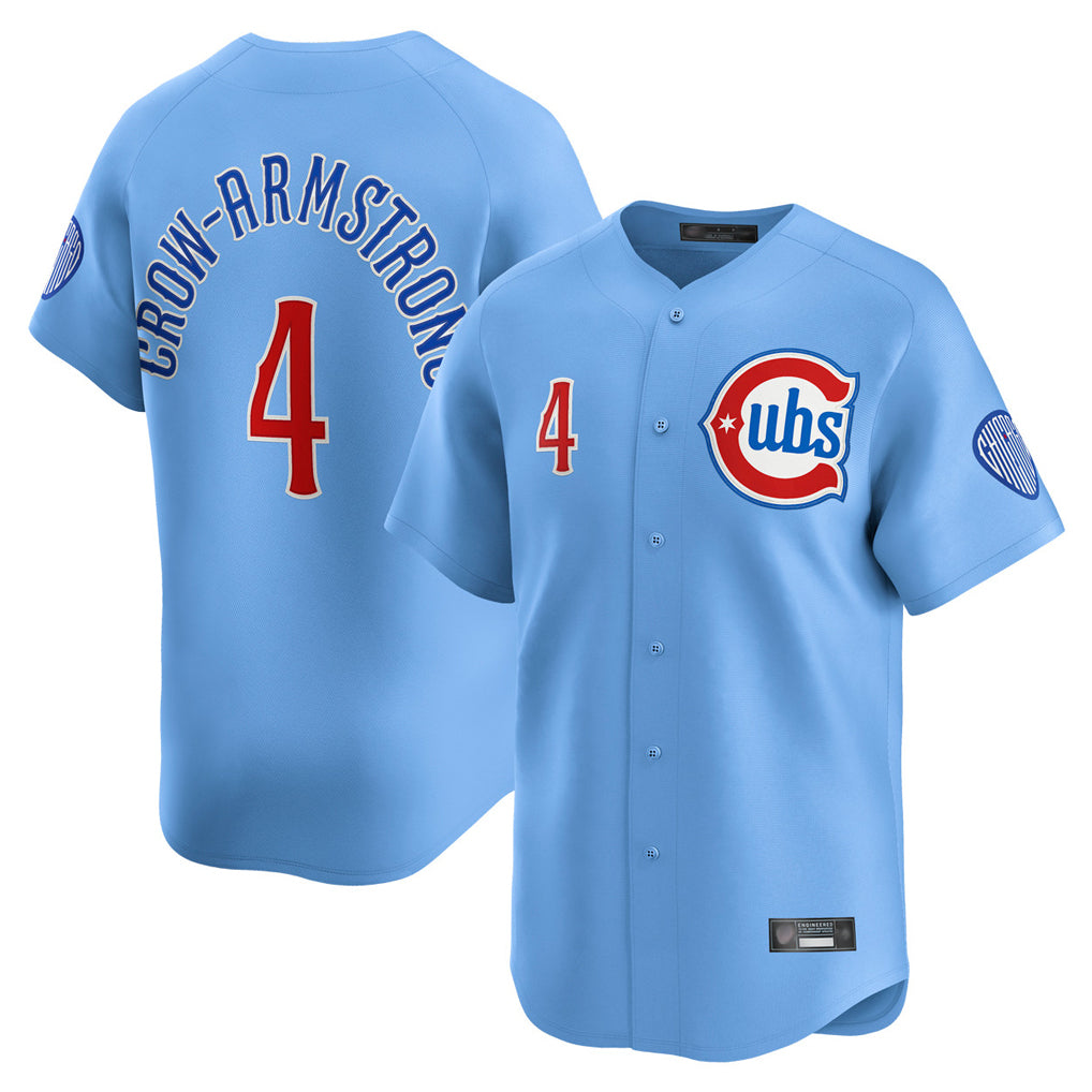 Odoa C.Cubs #4 Pete Crow-Armstrong Player Light Blue Limited Home Stitched Jerseys