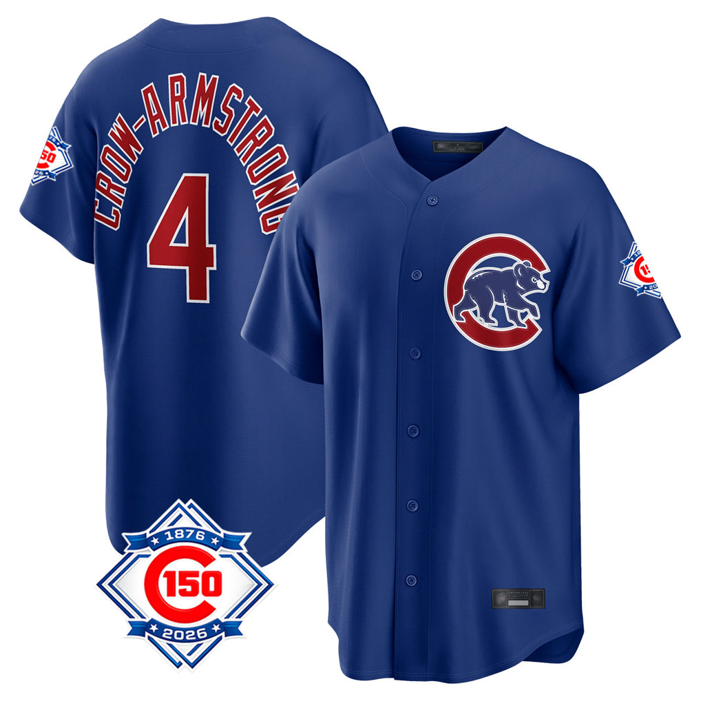 Odoa C.Cubs #4 Pete Crow-Armstrong Player Royal 150th Anniversary Home Game Stitched Jerseys