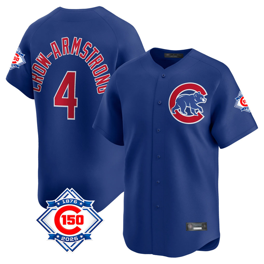 Odoa C.Cubs #4 Pete Crow-Armstrong Player Royal 150th Anniversary Limited Home Stitched Jerseys