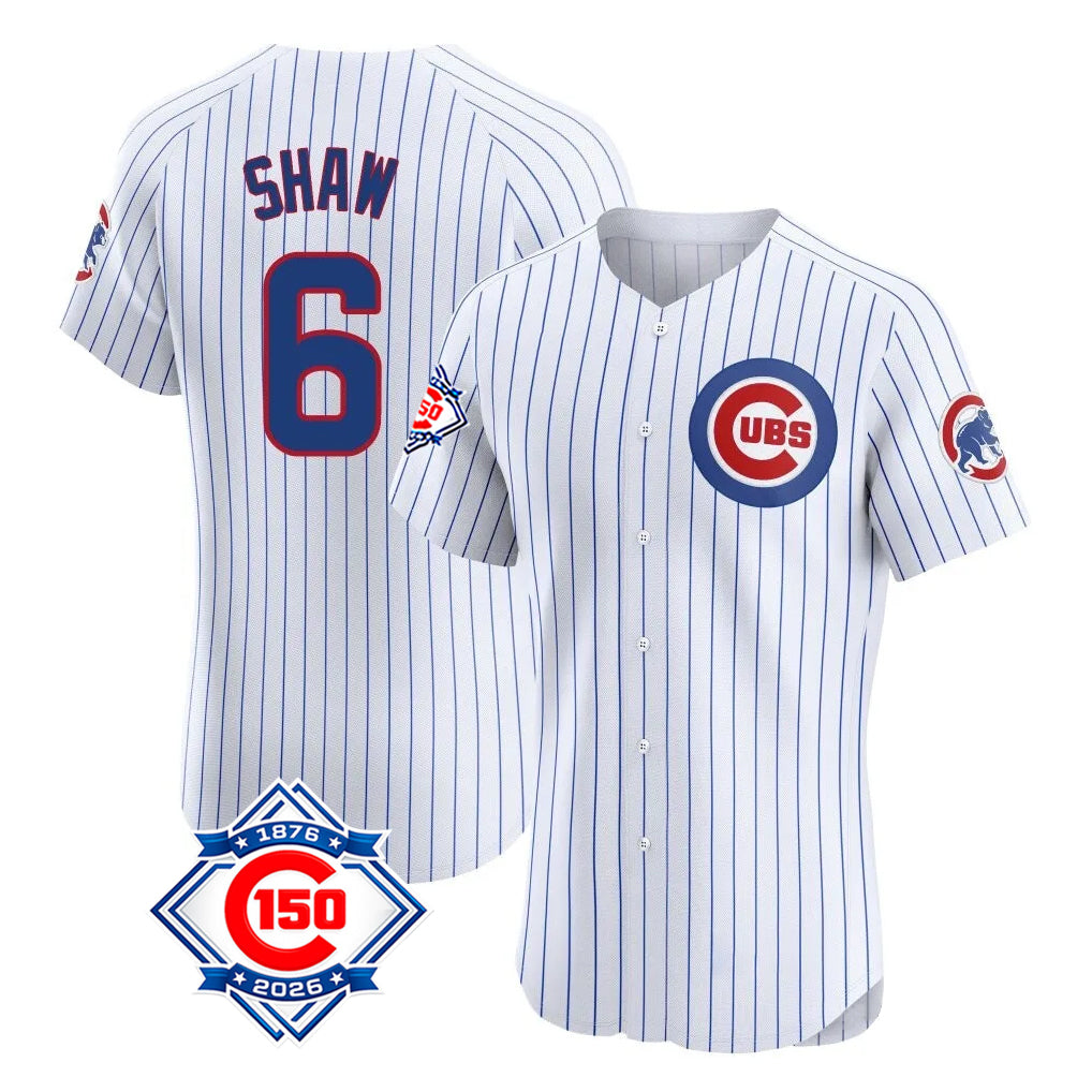 Odoa C.Cubs #6 Matt Shaw Player White 150th Anniversary Limited Elite Home Game Stitched Jerseys