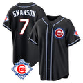 Odoa C.Cubs #7 Dansby Swanson Player Black Fashion Out 150th Anniversary Game Stitched Jerseys