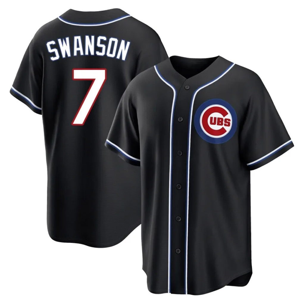 Odoa C.Cubs #7 Dansby Swanson Player Black Fashion Out Game Stitched Jerseys