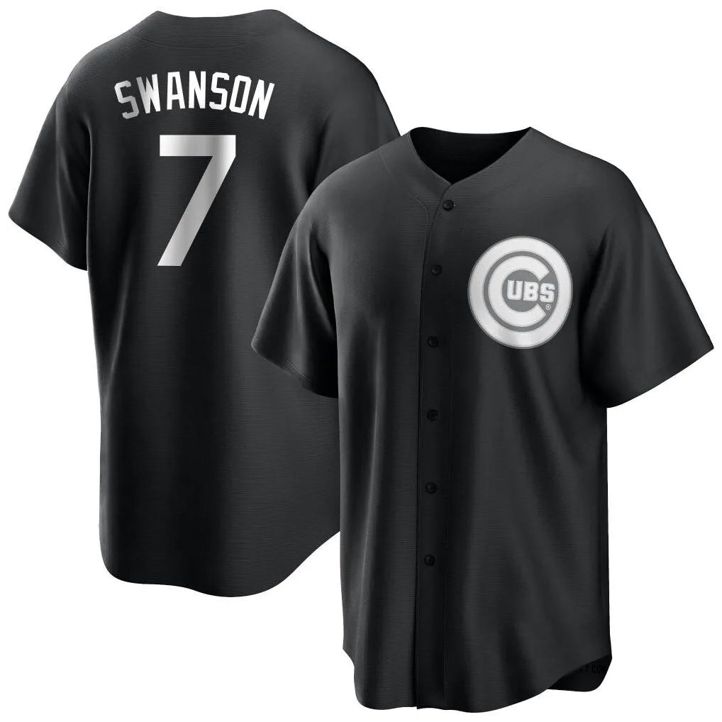 Odoa C.Cubs #7 Dansby Swanson Player Black Game Stitched Jerseys