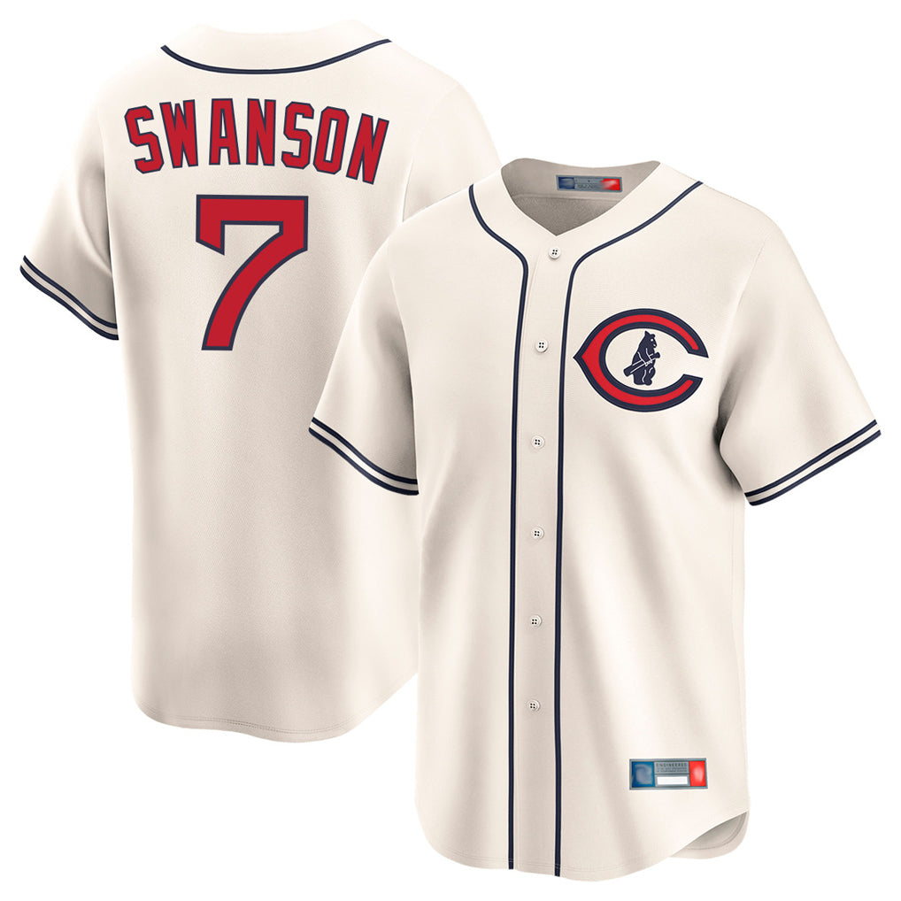 Odoa C.Cubs #7 Dansby Swanson Player Cream Field of Dreams Limited Home Game Stitched Jerseys