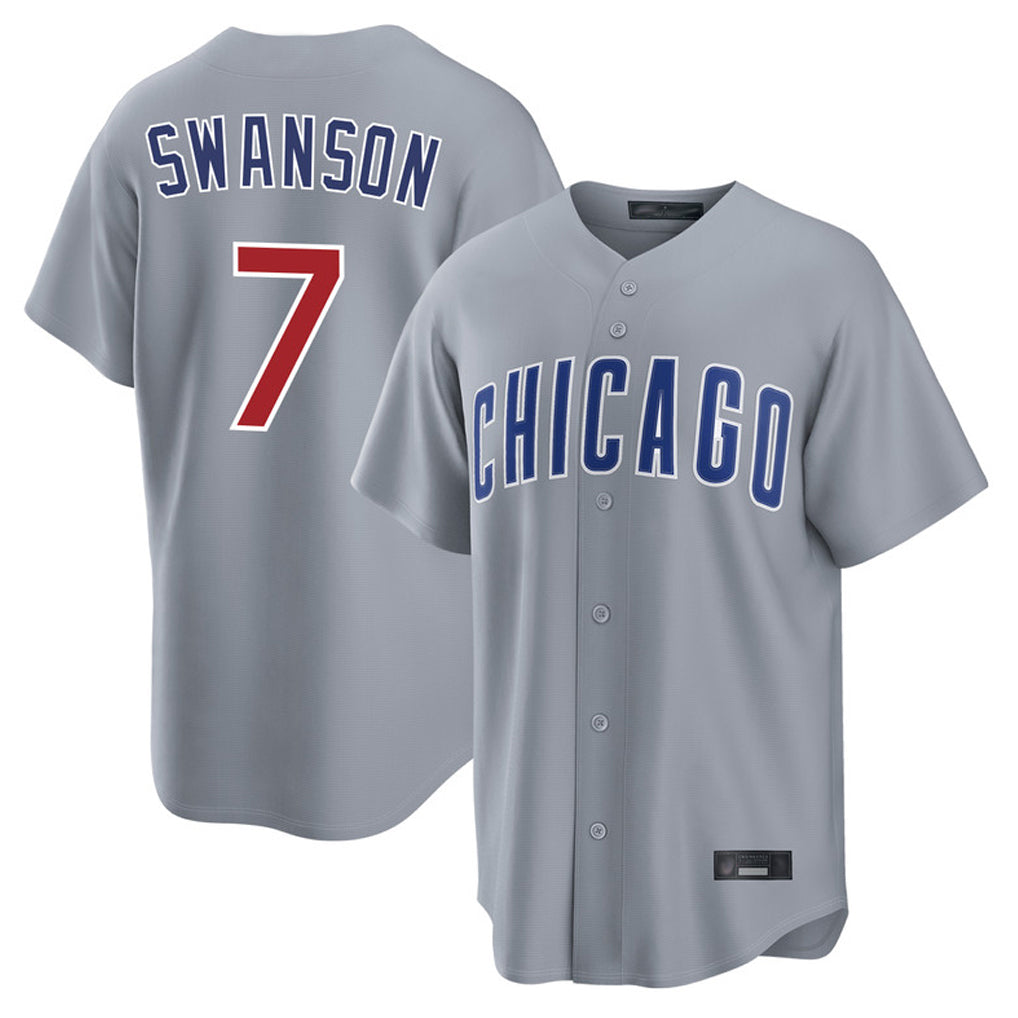 Odoa C.Cubs #7 Dansby Swanson Player Gray Home Game Stitched Jerseys