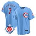 Odoa C.Cubs #7 Dansby Swanson Player Light Blue 150th Anniversary Home Game Stitched Jerseys
