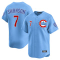 Odoa C.Cubs #7 Dansby Swanson Player Light Blue Limited Home Stitched Jerseys