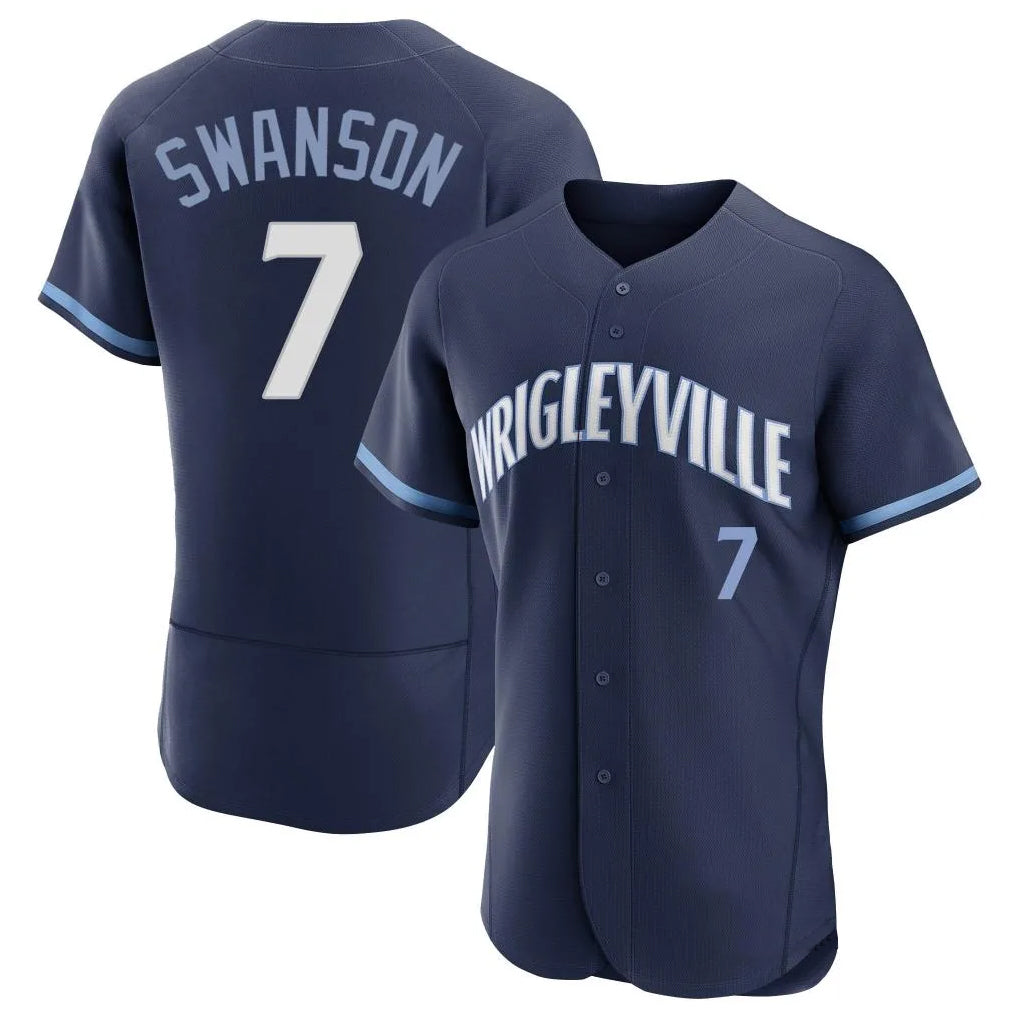 Odoa C.Cubs #7 Dansby Swanson Player Navy City Connect Limited Elite Home Stitched Jerseys